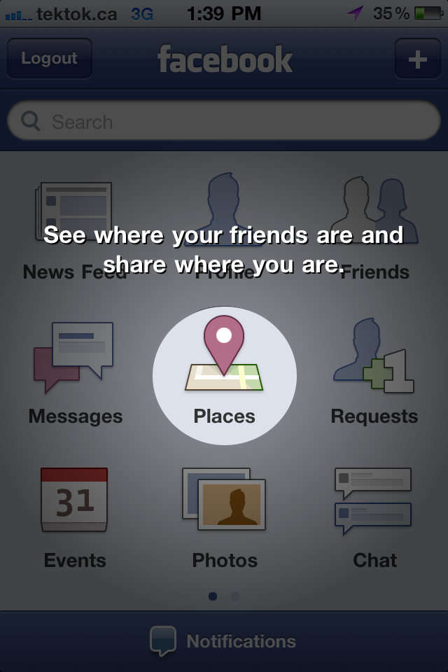 Facebook Places in Canada